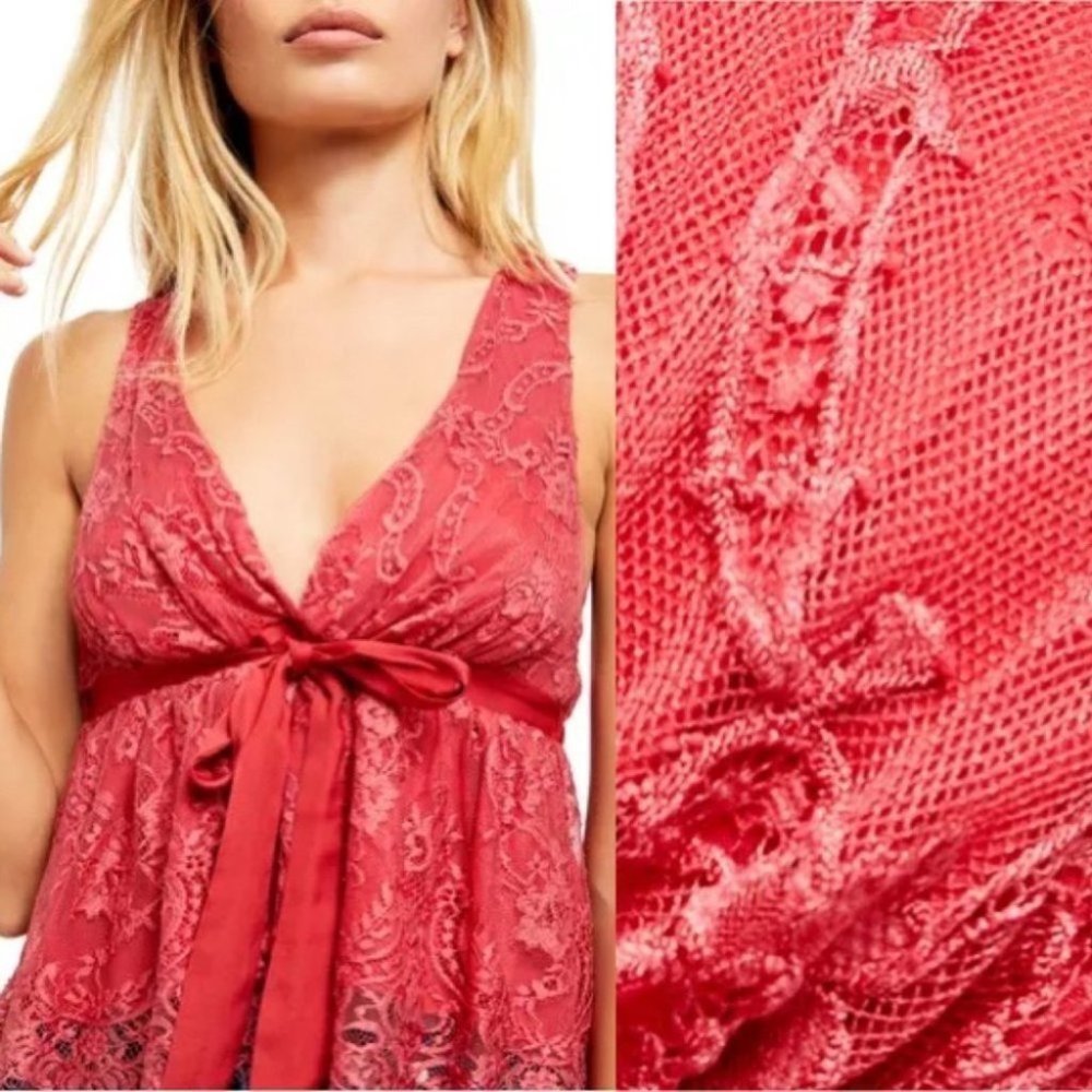 Free People Chante Lace Tie Tank Top Frenchie Kiss